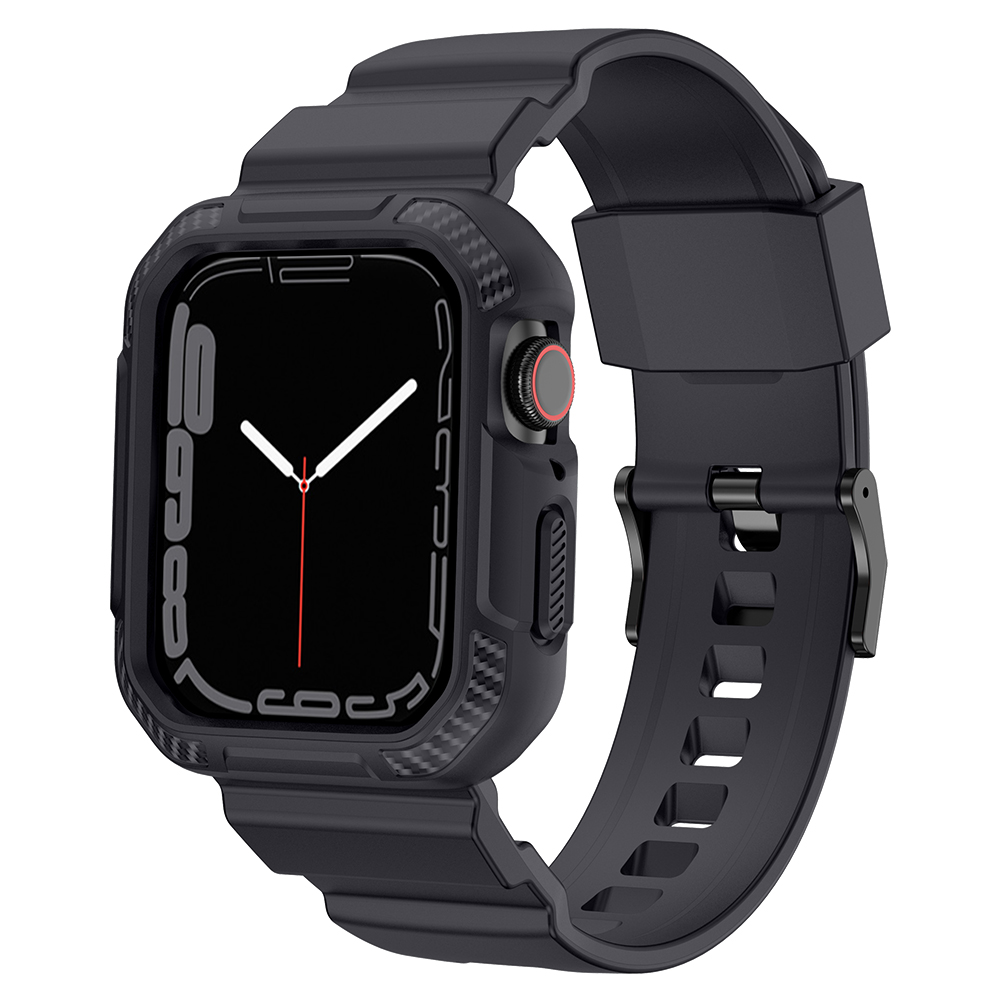Ốp Case bảo vệ tích hợp dây đeo Vân Carbon cho Apple Watch Series 123456SE789SE2 Size 384041mm &amp; 424445mm - Hàng Chính Hãng - Xám - 424445mm
