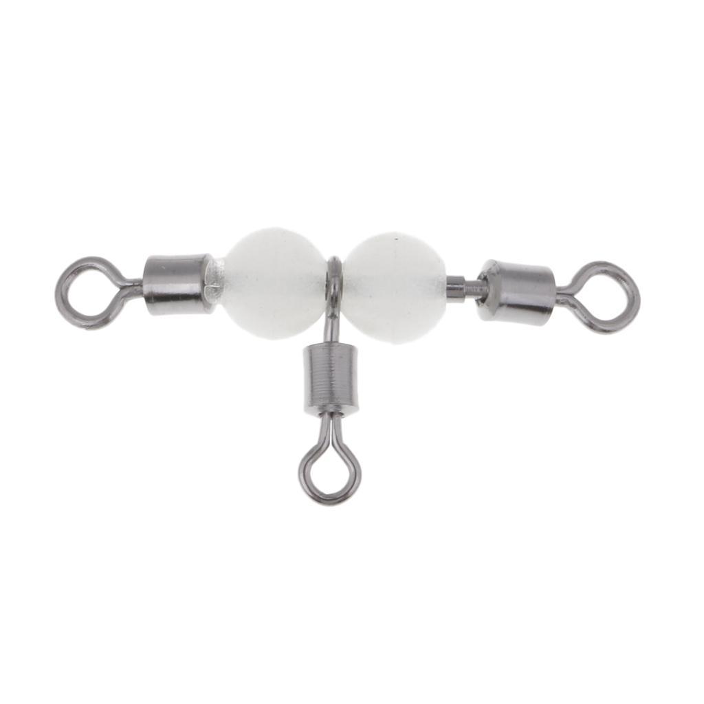 20pcs Luminous 3 Way Swivels Connectors T-Turn Swivels Freshwater Saltwater