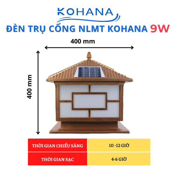 ĐÈN TRỤ CỔNG NĂNG LƯỢNG MẶT TRỜI 9W