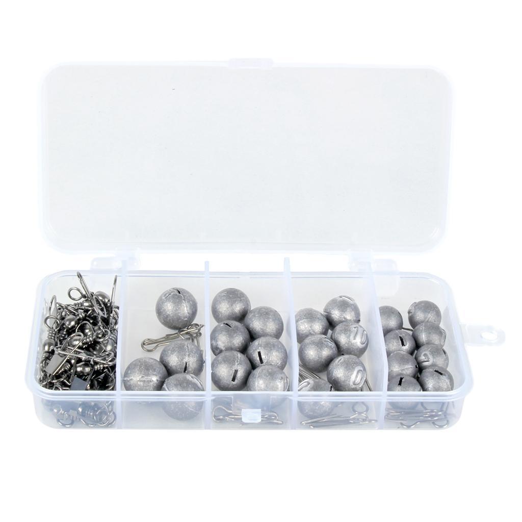 49pcs Fishing Weights Sinkers Kit 4 Sizes Cannonball Quick Insert Recyclable