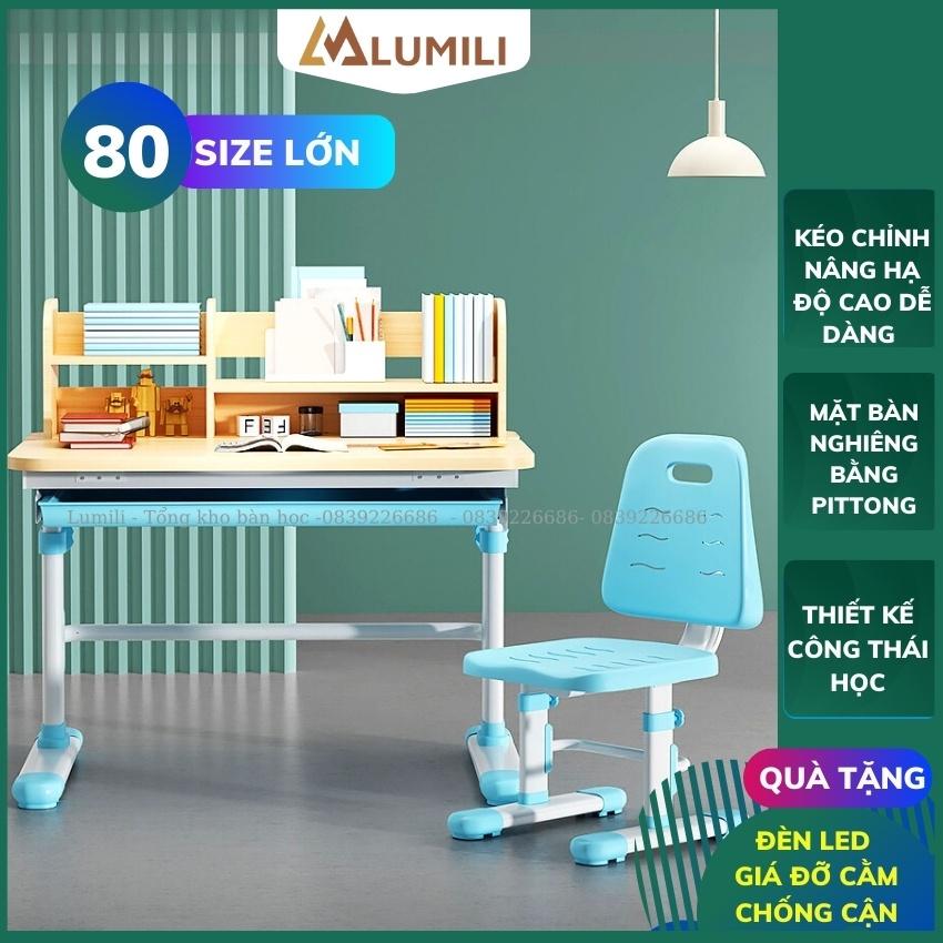 Bàn ghế học sinh chống gù chống cận R28 bàn học sinh thông minh cho bé nâng hạ dễ dàng nghiêng pittong size lớn cho trẻ