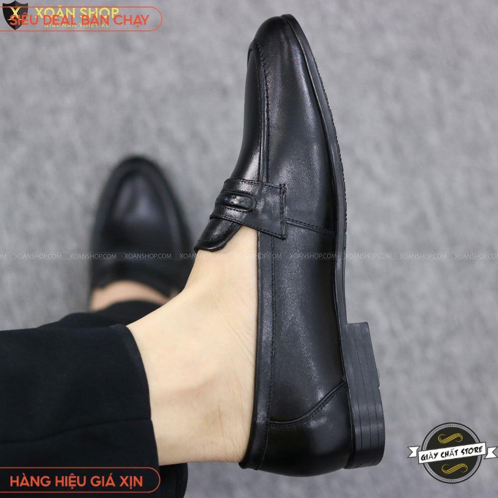 FREESHIP - GIÀY LƯỜI NAM DA Pu 100%,  ĐAI CHẤM, ĐẾ CAO SU ĐÚC KHÂU CHẮC CHẮN - MÃ X084 ĐEN