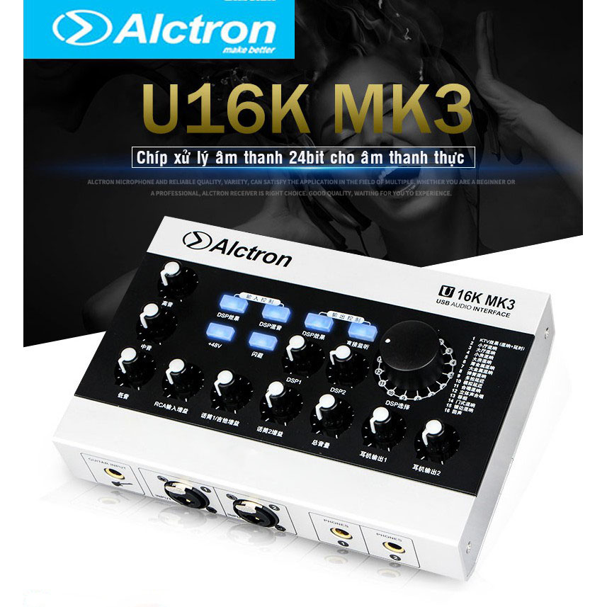 Combo thu âm, livestream Micro Max 79, Sound card Alctron U16K MK3 - Kèm full phụ kiện kẹp micro, màng lọc, tai nghe, giá đỡ ĐT, dây canon, dây livestream - Hỗ trợ thu âm, karaoke online chuyên nghiệp - Hàng nhập khẩu