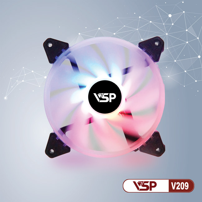 Fan Case 12cm VSP V209 LED RGB (không đồng bộ Hub) - Hàng chính hãng Tech Vision phân phối