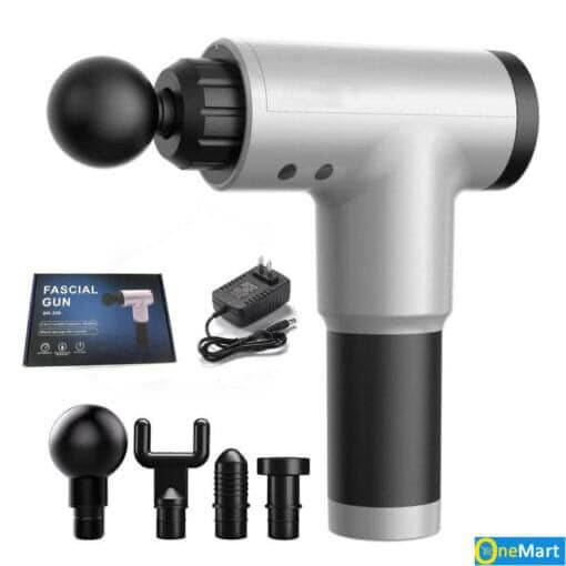 Máy massage toàn thân cầm tay Fascial Gun KH-320 (4 đầu, 6 chế độ)) giảm đau nhức mõi vai gáy,thắt lưng, căng cơ