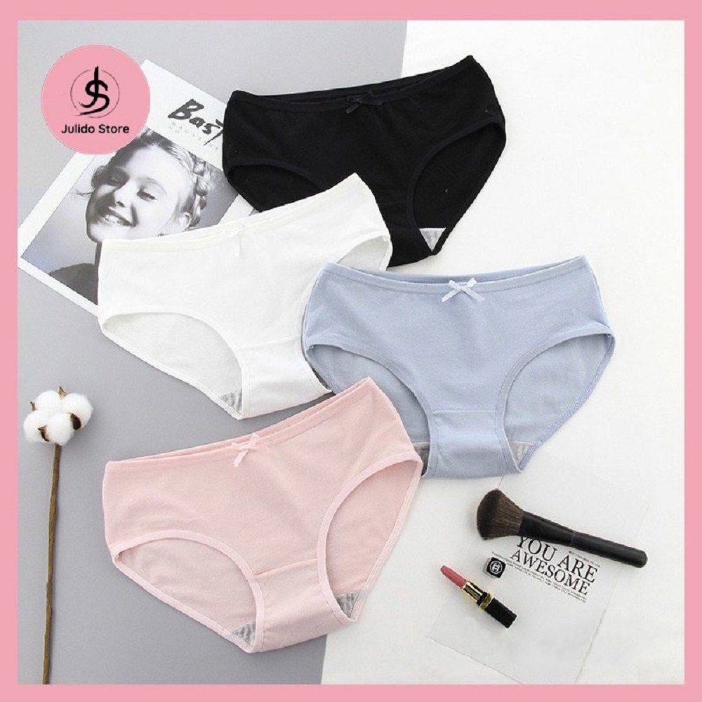 Bộ 5 Quần Lót Nữ cotton thoáng mát Juliso Store - Quần Lót đính nơ xinh siêu tôn dáng mẫu yêu thích A2