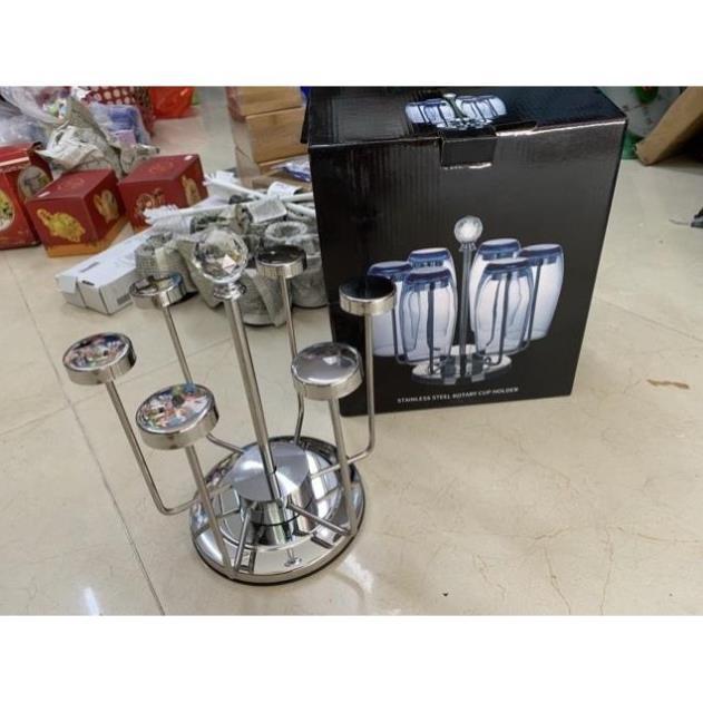Giá úp cốc,Khay úp 6 cốc xoay đế i nốc cao cấp