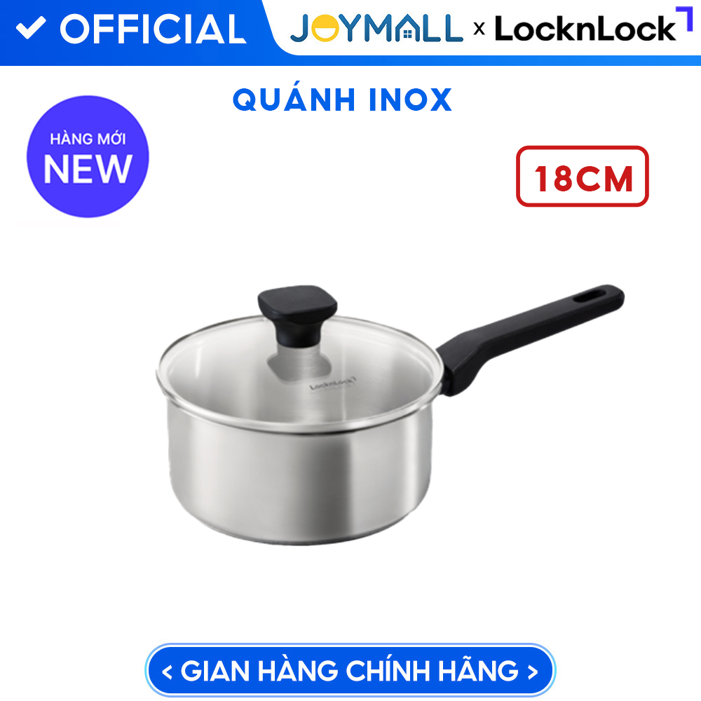Nồi Chảo Inox LocknLock Daily STS PPW Thép Không Gỉ 304, Kèm Nắp Kính, Hàng Chính Hãng - JoyMall