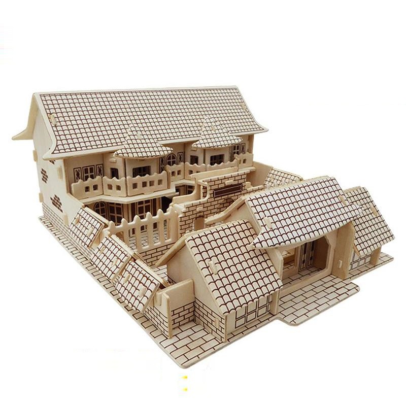 Đồ chơi lắp ráp gỗ 3D Mô hình Nhà cổ G-J073