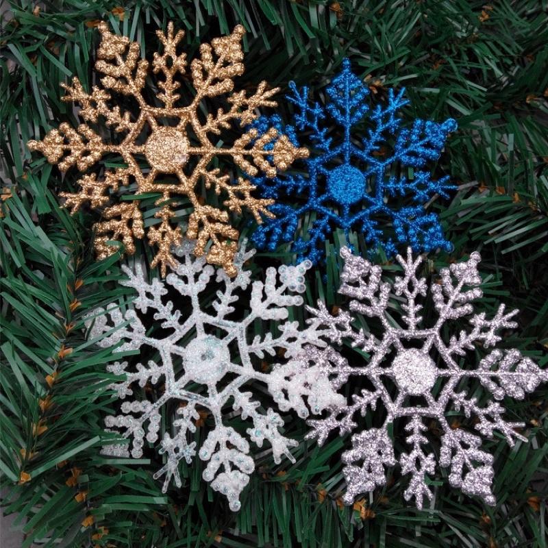 Sét 5 bông tuyết 10cm đỏ vàng bạc phụ kiện làm vòng nguyệt quế - treo cửa - trang trí cây thông noel ngày lễ giáng sinh