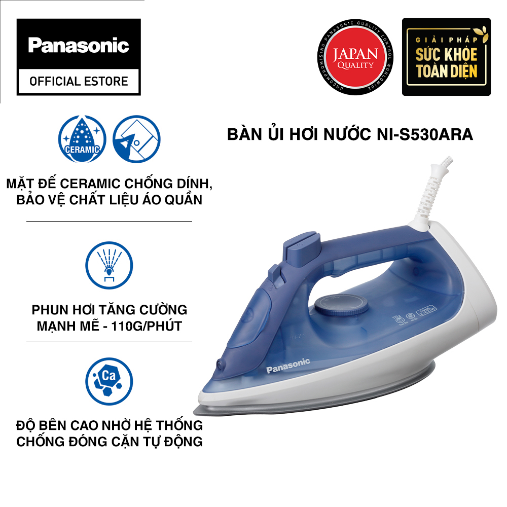 Bàn ủi hơi nước Panasonic NI-S530VRA - Công suất khỏe - Hơi phun mạnh mẽ - Chống đóng cặn - Hàng chính hãng