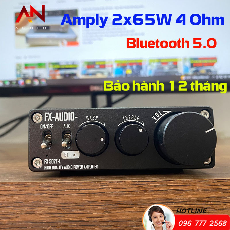 Amply FX AUDIO 502E-L Class D Công Suất 2x65W 4 Ohm- Bluetooth 5.0- Hàng Chính Hãng