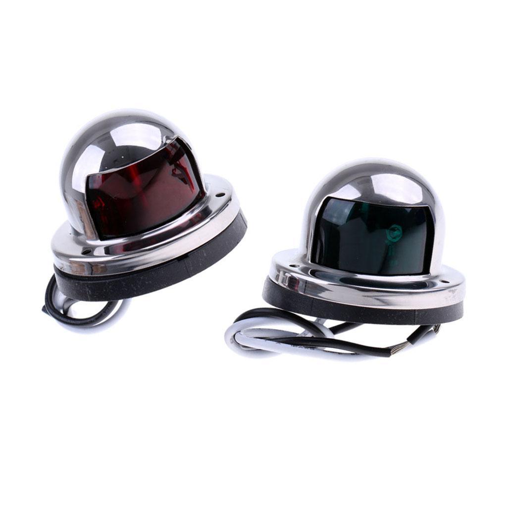 1 Pair Stainless Steel 12V Marine Boat Yacht Light LED Bow Navigation Side Boat Underwater Lights Sailing Signal Light Red & Green