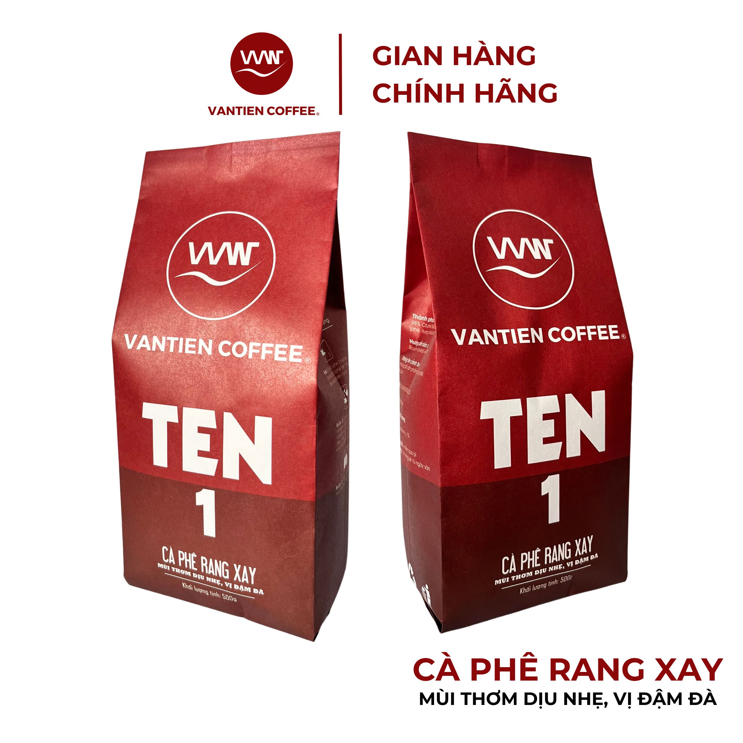 Combo 2 gói Cà phê rang xay Vantien Coffee Ten 1 mùi thơm dịu nhẹ, vị đậm đà 500g/gói