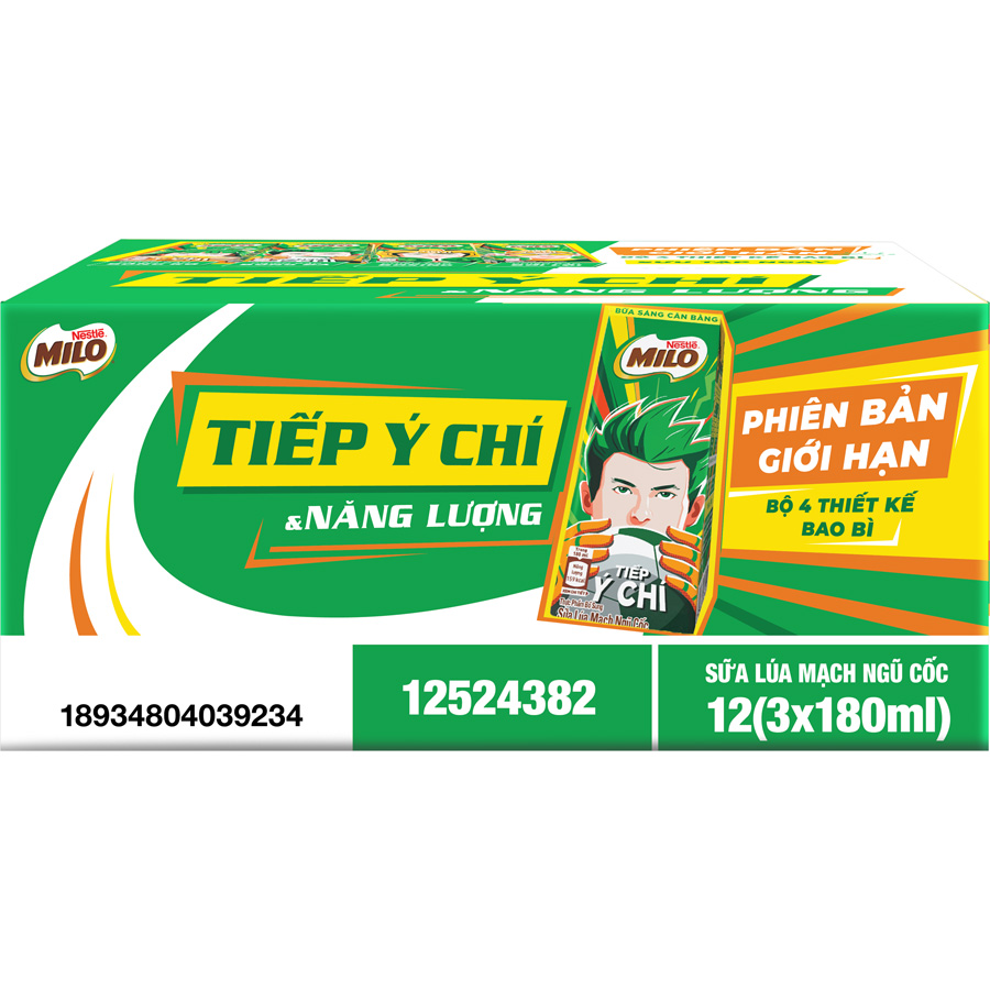 Combo 2 thùng sữa lúa mạch Nestlé MILO bữa sáng (36 hộp x 180ml) [Tặng 1 trái banh Milo]