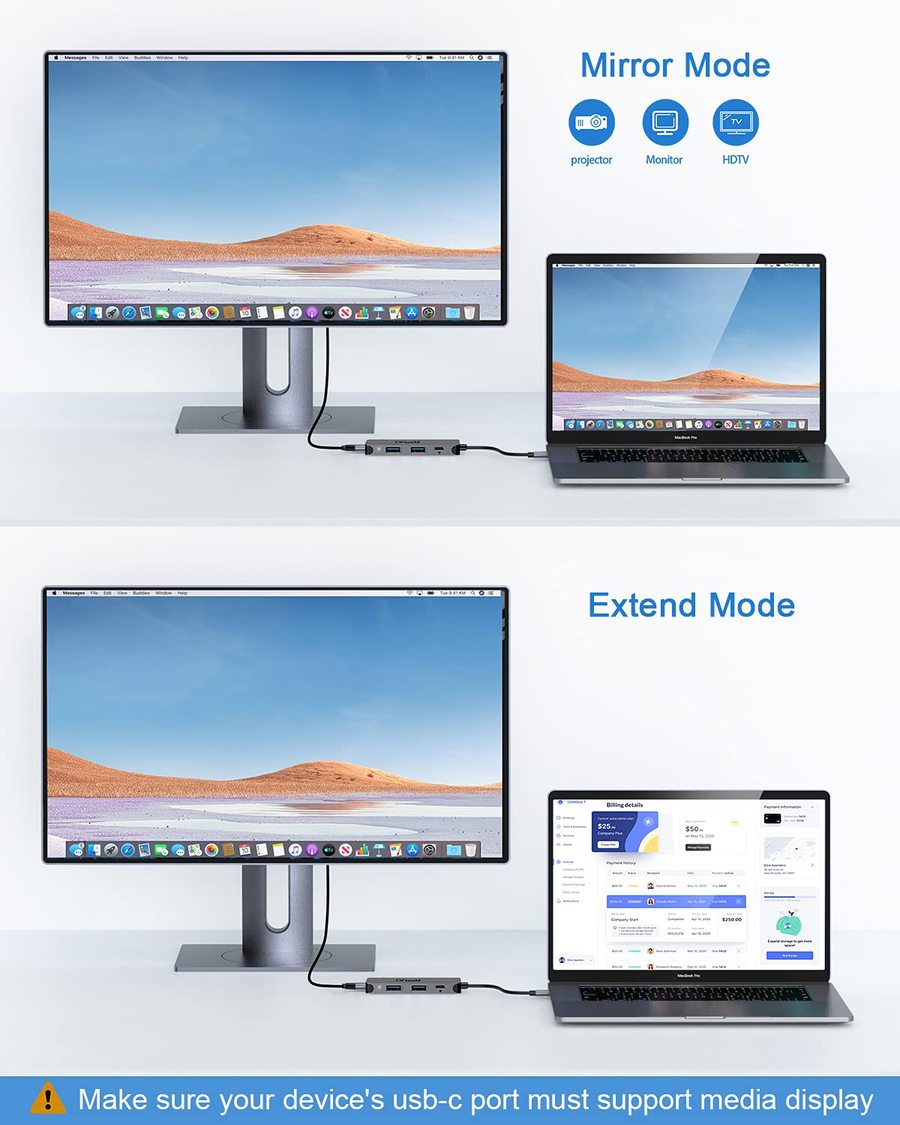 Bộ Hub QGeeM USB-C 4 trong1, 1xHDMI 4K, 1xUSB-C 100W PD Charger, 1xUSB 3.0, 1xUSB 2.0, tương thích với MacBook Pro, Dell XPS, iPad Pro, Type-C Adapter - Hàng Chính Hãng