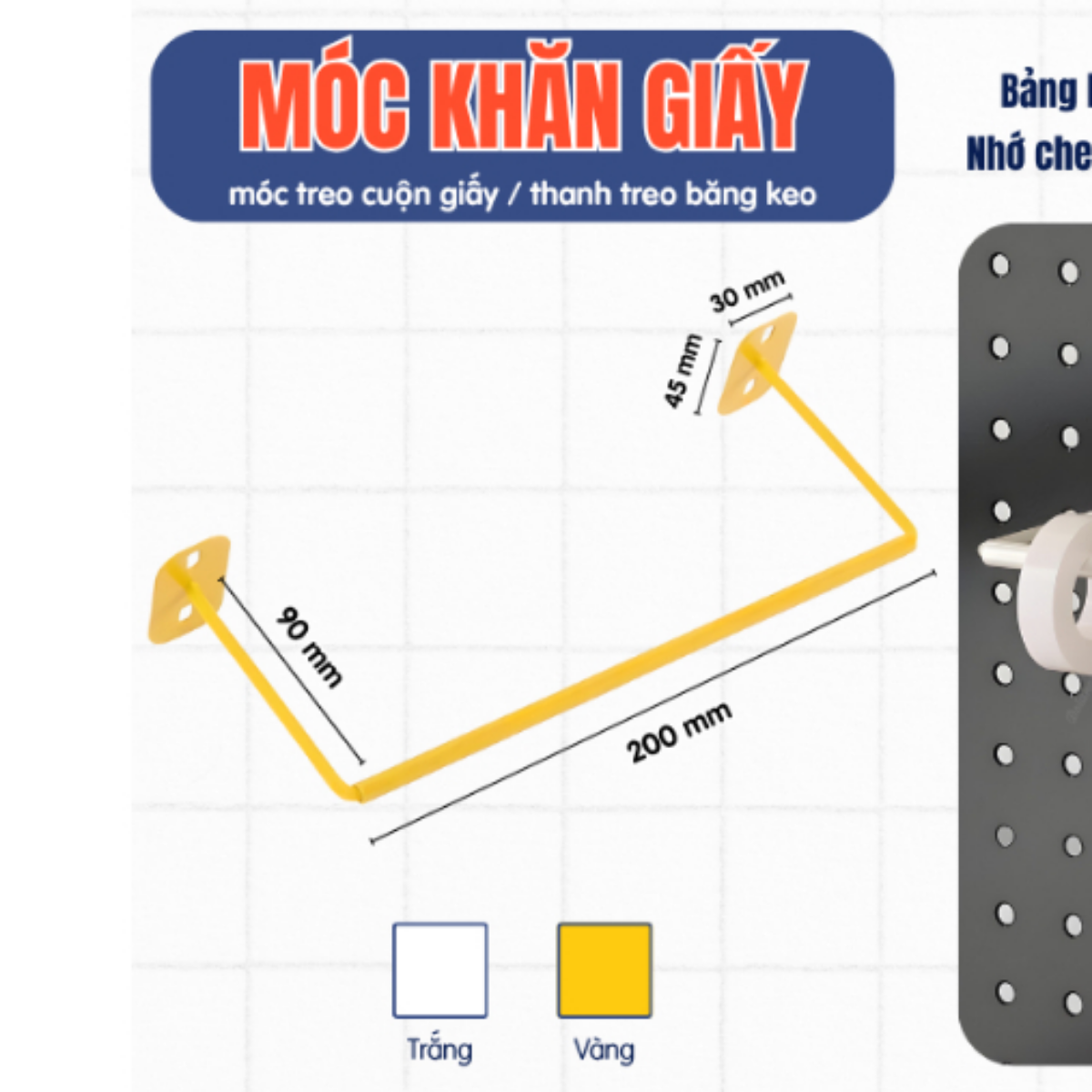 Móc treo kim loại Dola Home để khăn lau, khăn giấy, băng keo phụ kiện bảng Pegboard