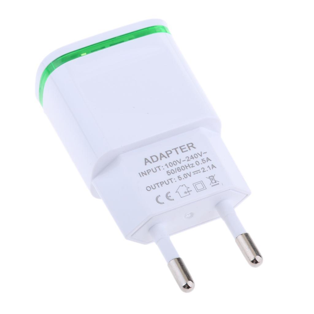 2.1A 2Port USB Travel Home Wall Power Adapter Charger LED Portable EU