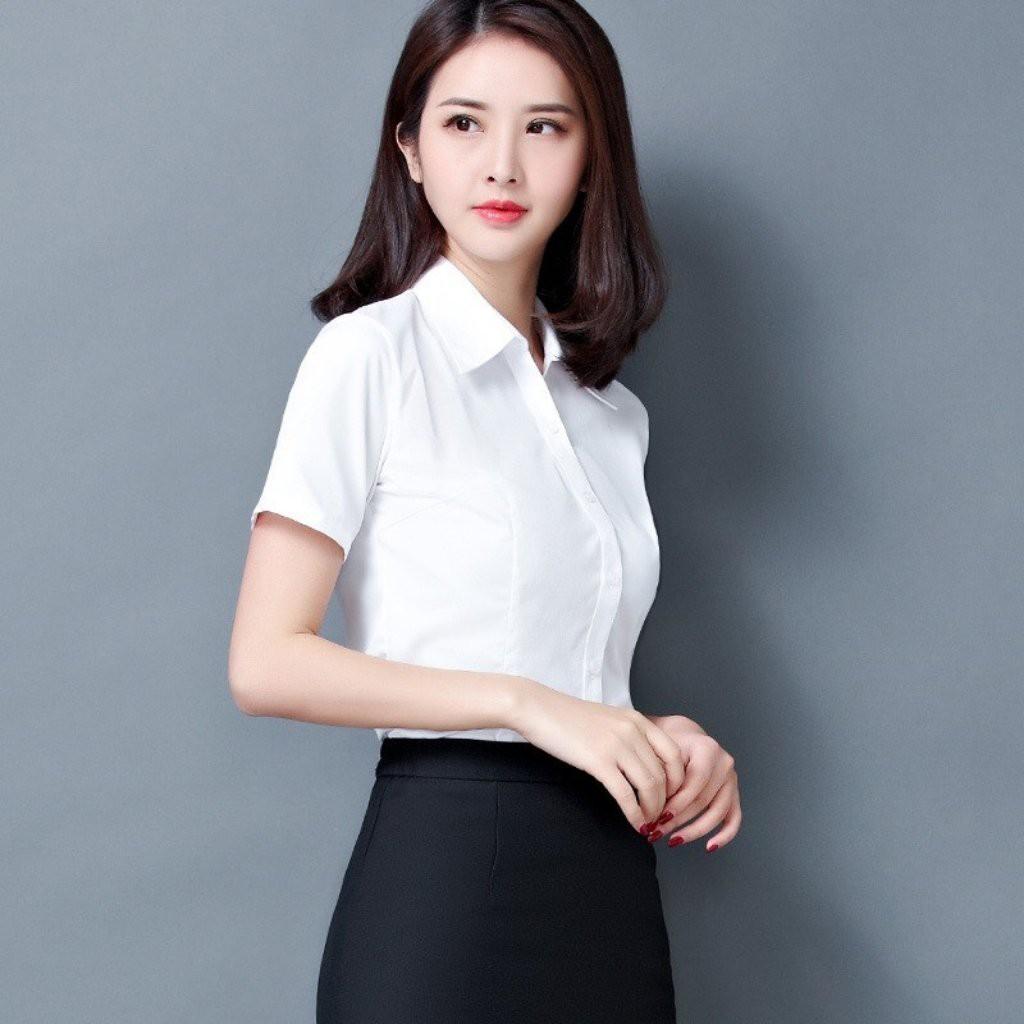Áo Sơ Mi Nữ Ngắn Tay Công Sở Không Nhăn Không Xù