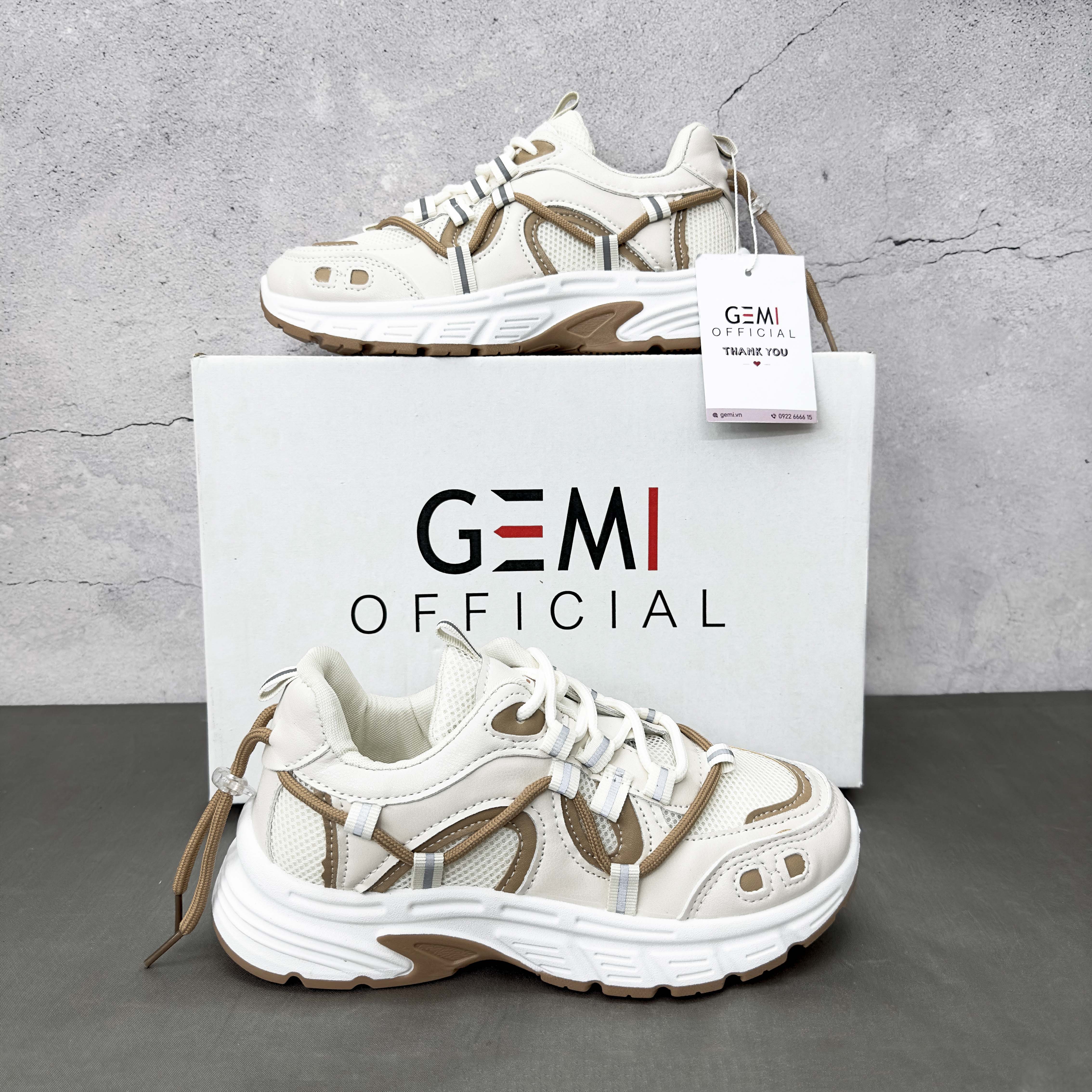 Giày thể thao nữ GEMI - giày ullzzang màu xanh- trắng - nâu-, phù hợp đi học đi chơi, phối đồ cực đẹp - M7252