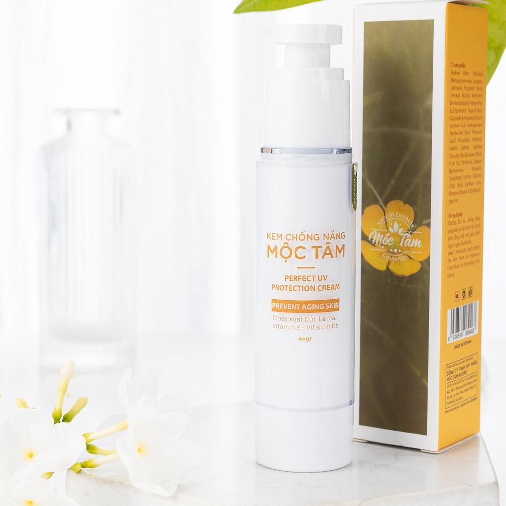 Kem Chống Nắng Mộc Tâm SPF50 PA+++ 45g - Ngăn Chặn Tia UV, Dưỡng Ẩm, Ngừa Lão Hóa