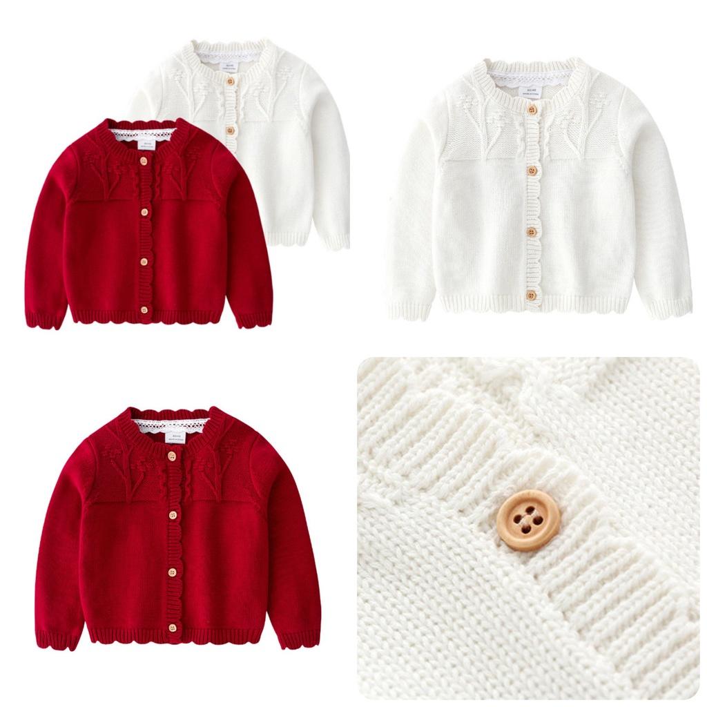 Áo khoác len đỏ cho bé từ 0 - 12 tháng
