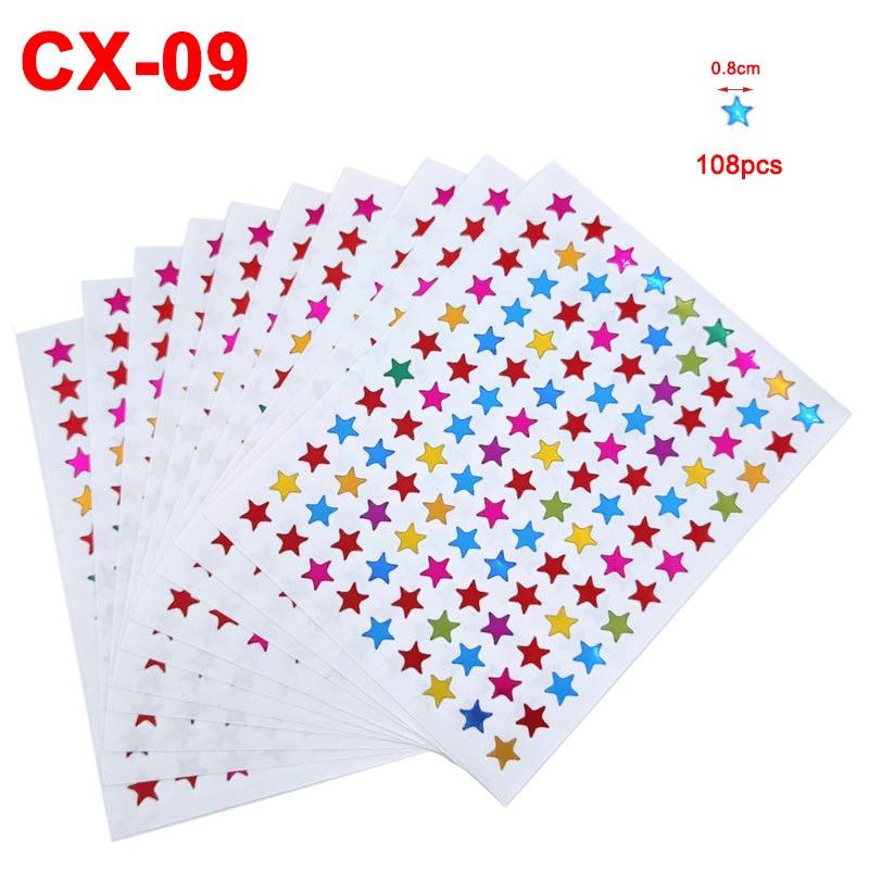 Bộ 10 tấm sticker hình ngôi sao nhiều màu 1080 ngôi sao
