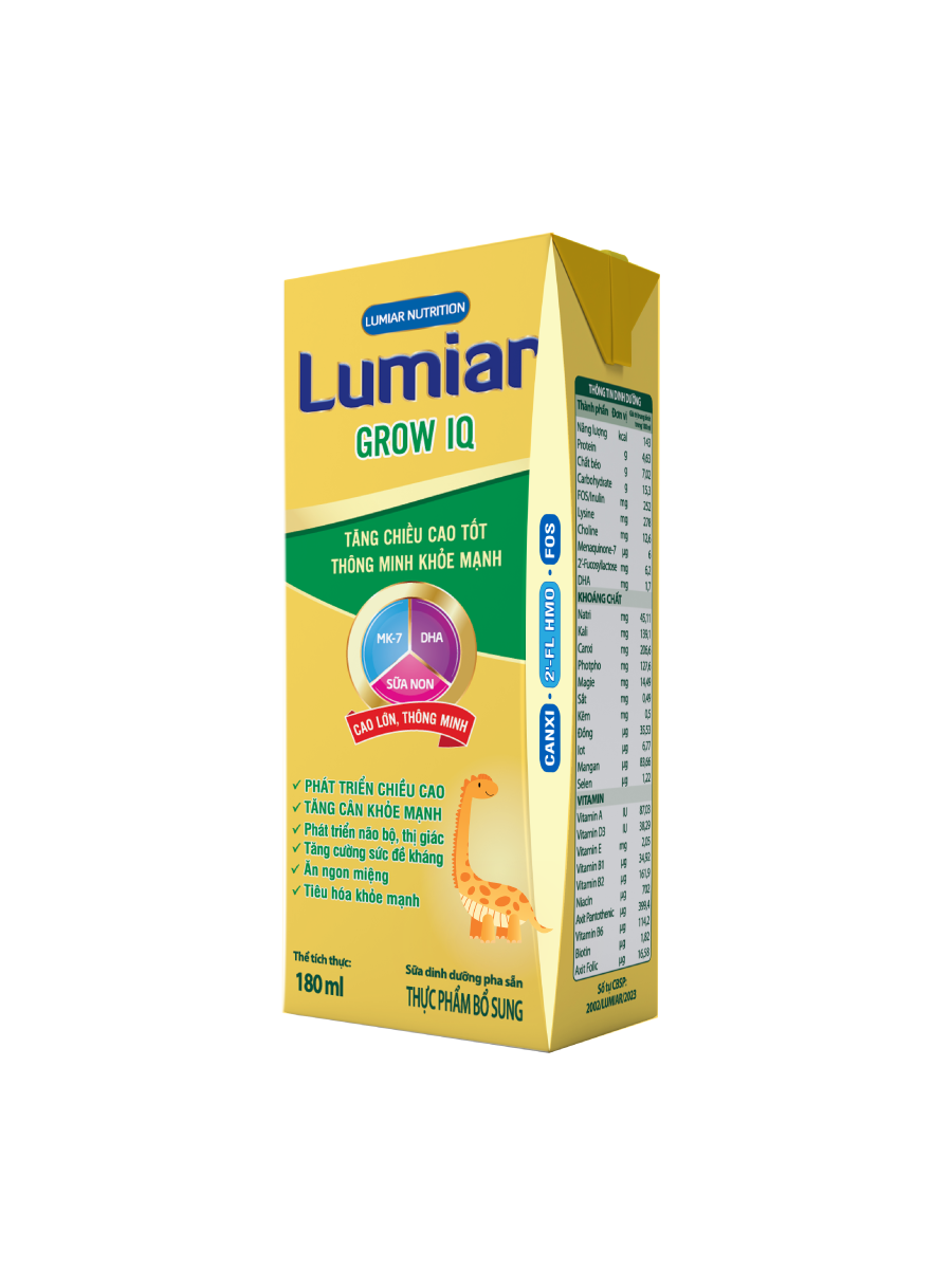 Thùng sữa pha sẵn Lumiar Grow 180ml (48 hộp x 180ml) - Tăng chiều cao tốt, Thông minh khoẻ mạnh