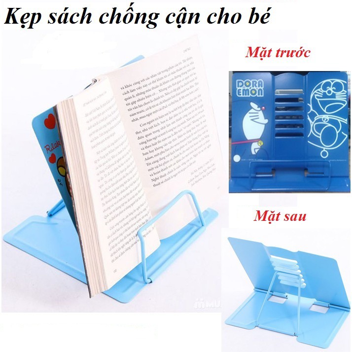 Giá đỡ sách rảnh tay để bàn cho bé trai và bé gái họa tiết hoạt hình dễ thương, chất liệu sắt sơn tĩnh điện chống han gỉ - Kẹp sách chống cận thị, chống cong gù lưng cho bé