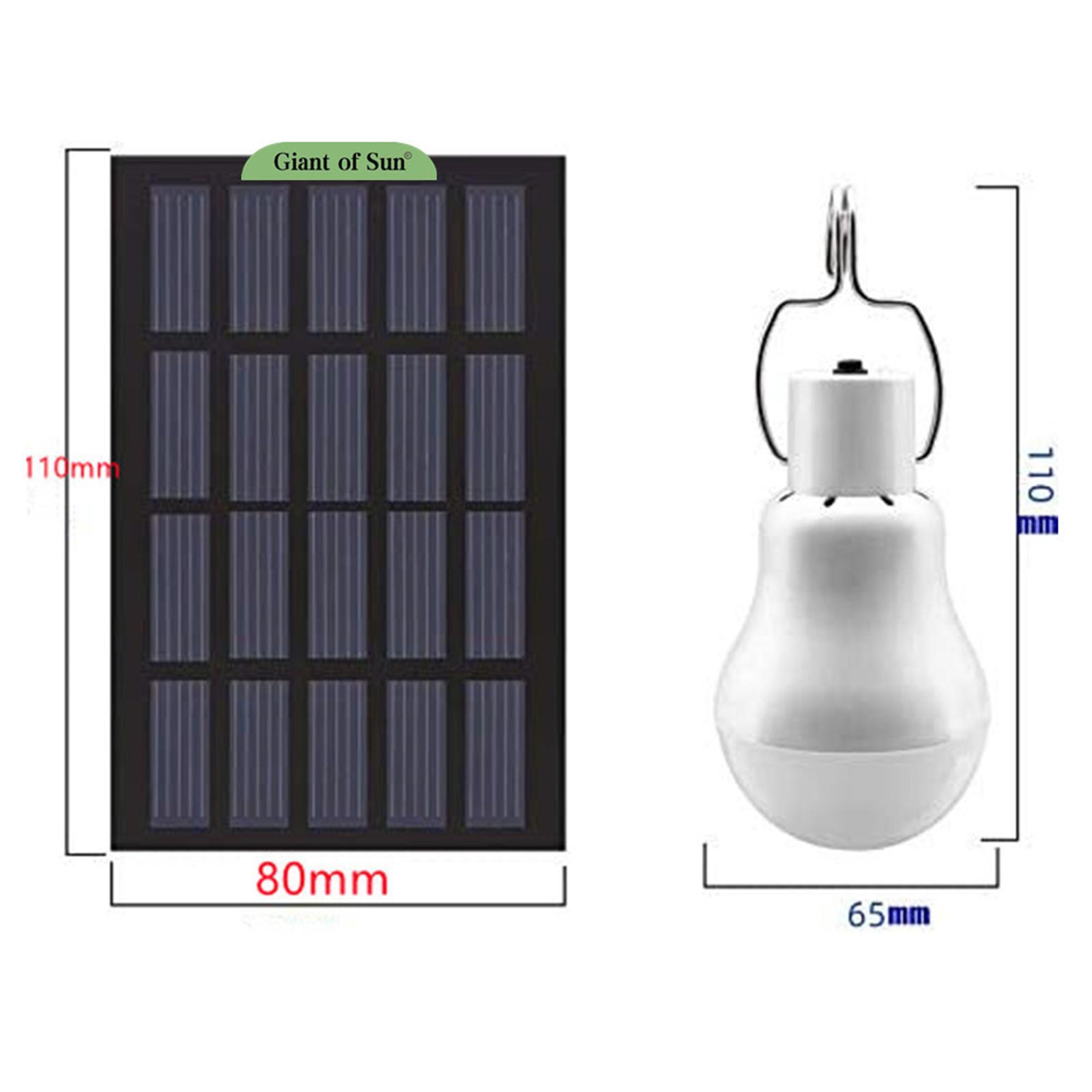 Portable LED Bulb Light Camping Solar Powered Panel Hanging Lamp Indoor