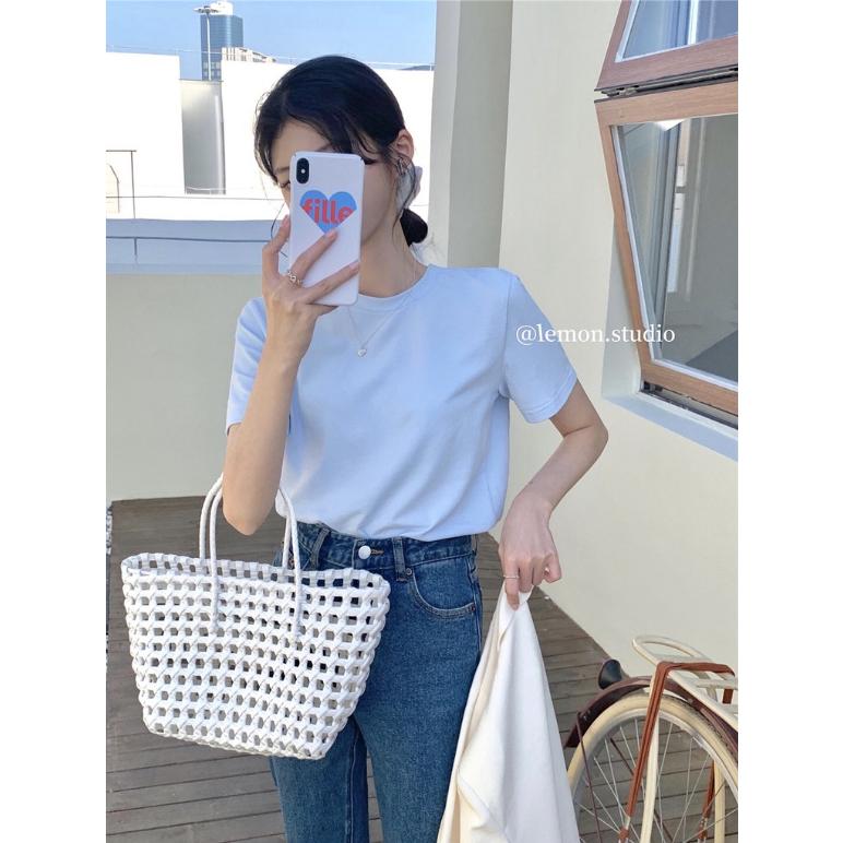 Áo Thun Cotton Cổ Tròn Ngắn Tay Thời Trang Mùa Hè 4 Màu Sắc Chọn Lựa