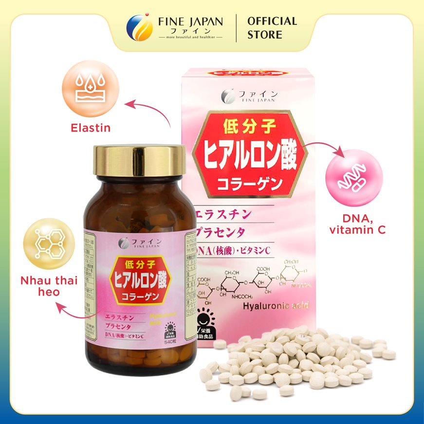 Viên uống Hyaluron & Collagen FINE JAPAN giúp đẹp da, ngăn ngừa lão hoá 81g