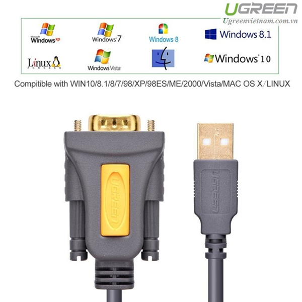 Cáp Chuyển Đổi Ugreen USB 2.0 Sang RS232-DB9 20222 - Hàng Chính Hãng