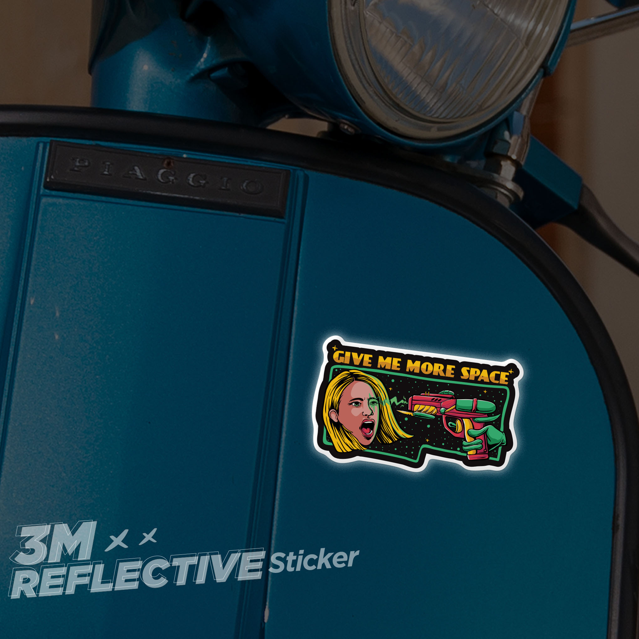 GIVE ME MORE SPACE 3M - Reflective Sticker Die-cut Hình dán phản quang thương hiệu STICKER FACTORY