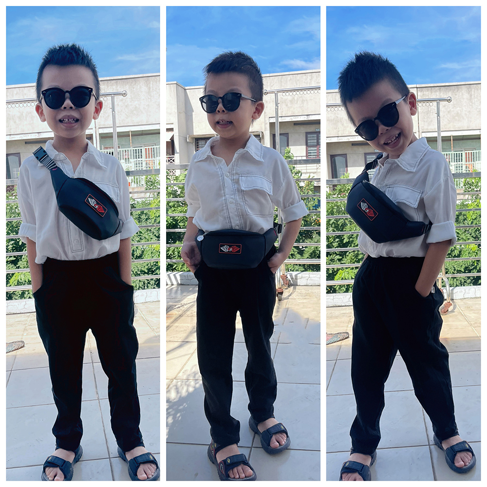 Túi Đeo Chéo Chống Nước Màu Đen Dành Cho Bé Trai Đi Chơi Từ 2 Tuổi Đến 5 Tuổi