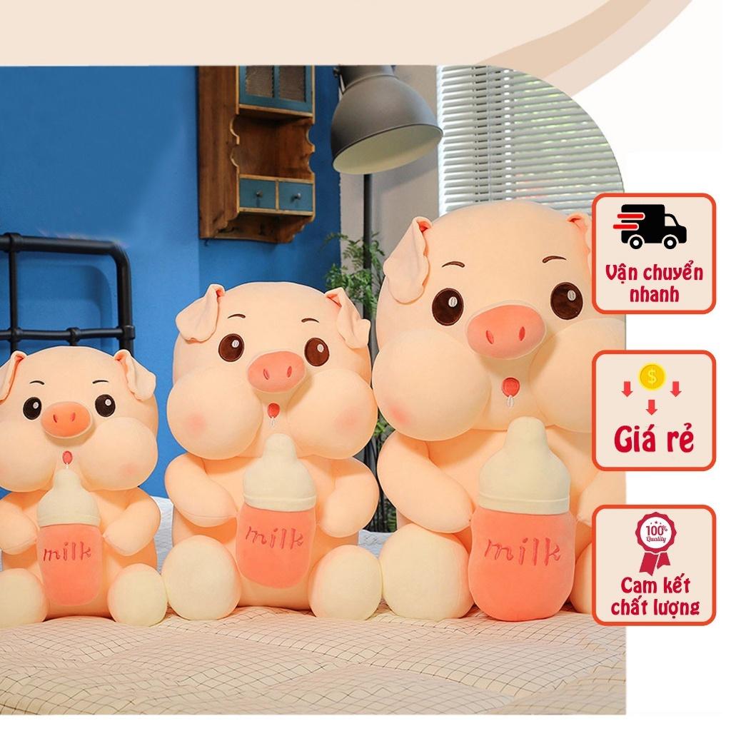 Gấu Bông Heo Ôm Bình Sữa Khổng Lồ 1M2 Hàng Cao Cấp, Gối Ôm,Vải Siêu Mềm Mịn Gòn Tinh Khiết- Làm Quà Tặng