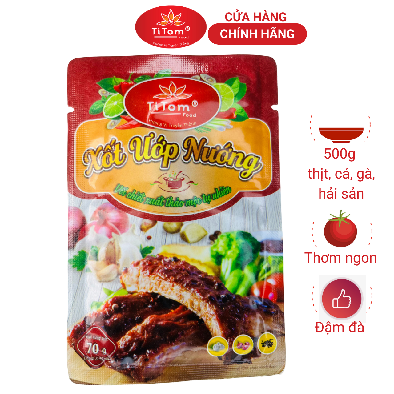 Xốt ướp nướng Titom gói 70g gia vị hoàn chỉnh dùng ướp nướng thịt cá hải sản