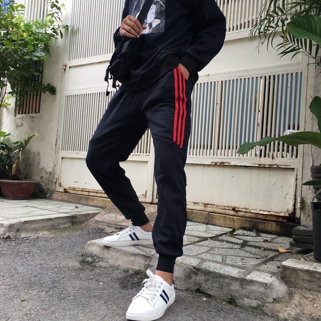 Quần jogger nỉ 3 sọc lửng cao cấp 2021