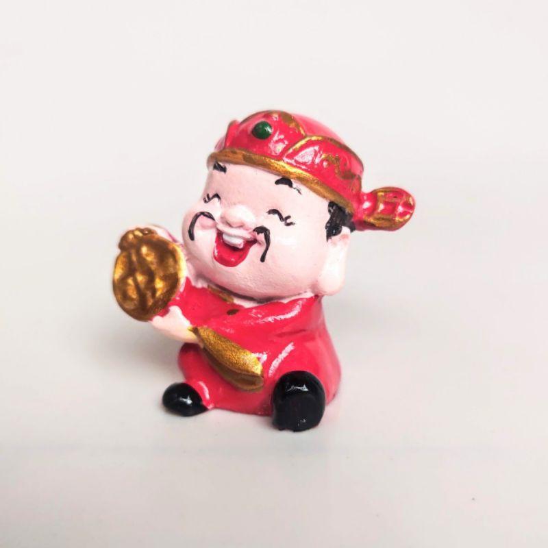 Phụ kiện trang trí tiểu cảnh thần tài ôm tiền, chuyên derco tiểu cảnh sen đá, xương rồng, trang trí bánh gato