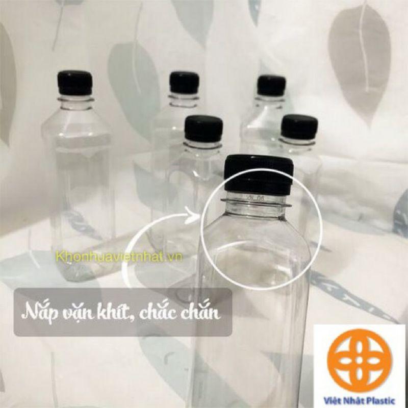 Set 10 Chai nhựa đựng trà sữa, nước ép nắp đen dung tích 330ml