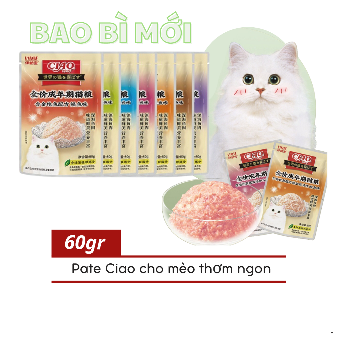 PATE CIAO DÀNH CHO MÈO TÚI 60G