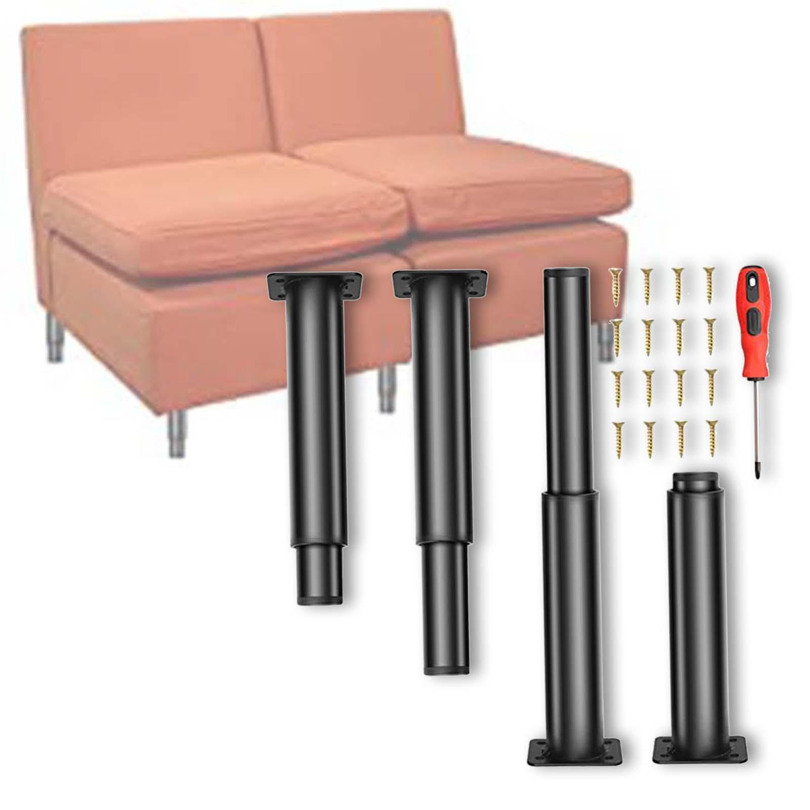 4 Pieces Bed Leg Support Feet Adjustable Height Replacement Leg Heavy Duty Steel Adjustable Leg for Table for Dressing Table Furniture Sofa