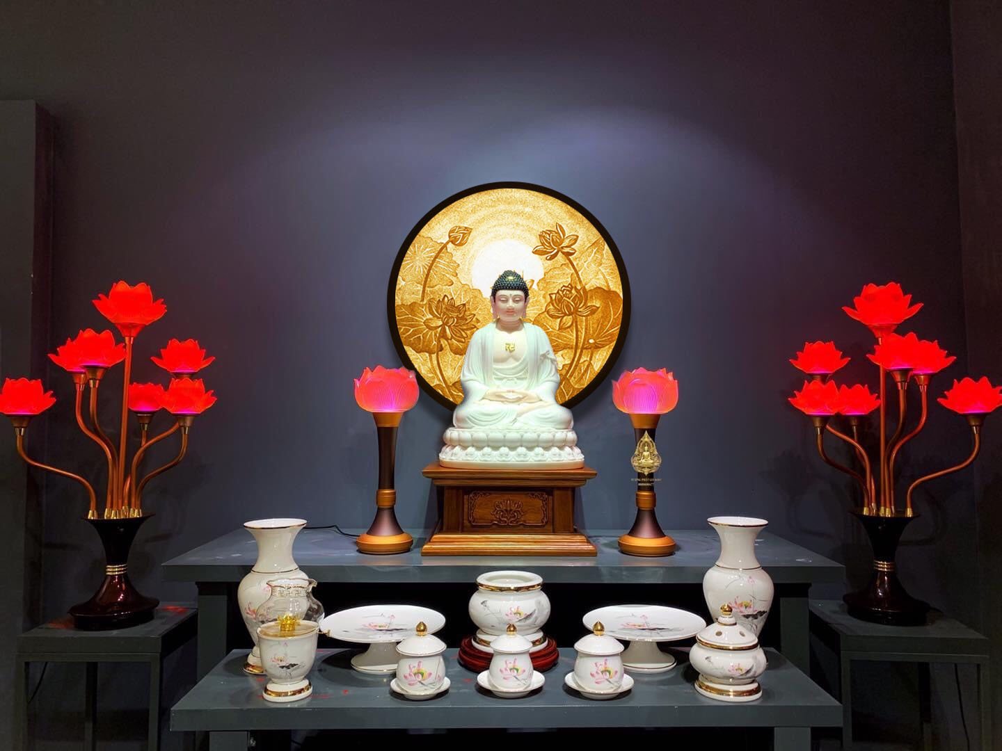 Tranh In Trúc Chỉ , Hào Quang , Chất Liệu In UV Họa Tiết Trúc Chỉ, Trang Trí Bàn Thờ, Gia Tiên, Tượng Phật