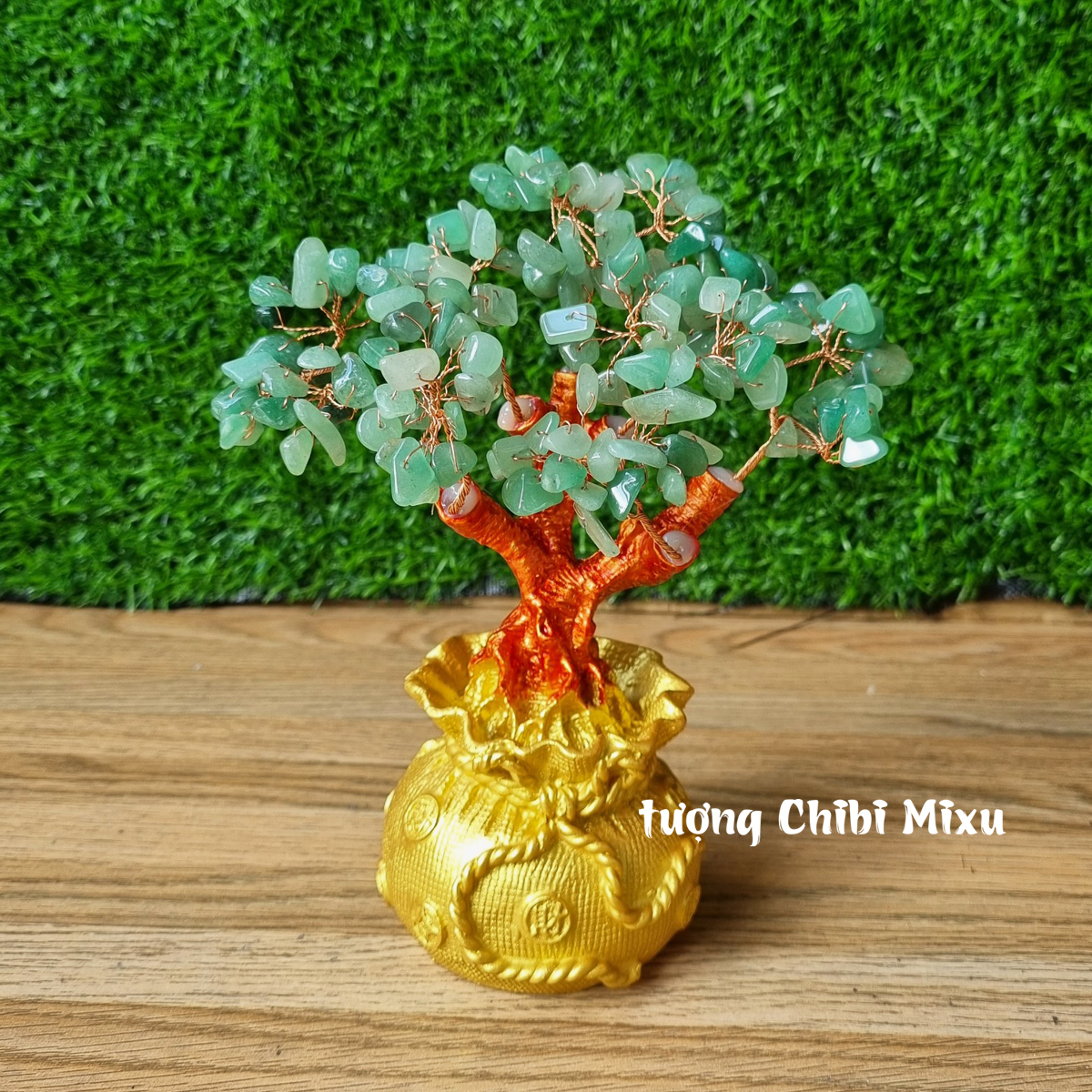 (Chọn màu) Cây Tài Lộc đá Thạch Anh hình túi tiền size 18cm