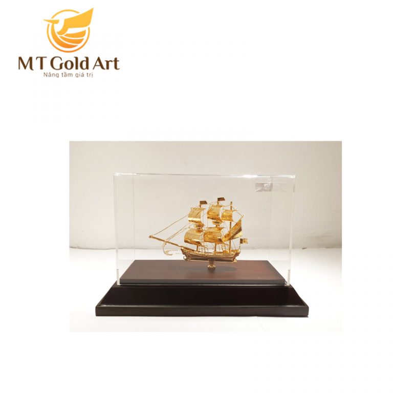 Mô hình thuyền buồm mạ vàng MT Gold Art sze s- hàng chính hãng, quà tặng danh cho sếp, khách hàng, đối tác