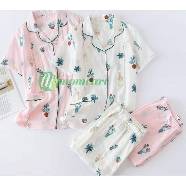 Bộ đồ bầu, sau sinh cho con bú ti - Pijama thô đũi cực mát