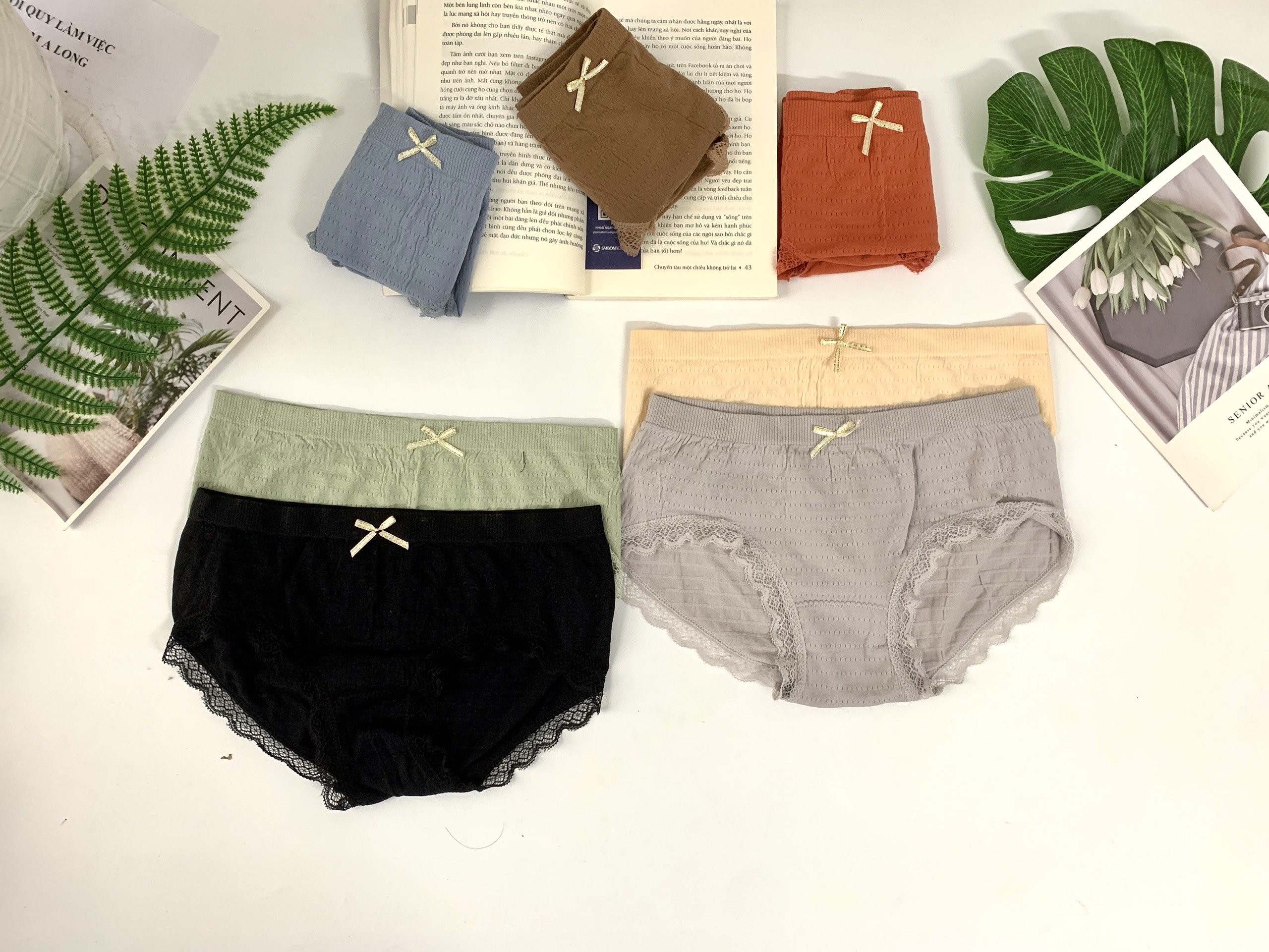 Quần lót nữ nhăn chất Cotton co giãn thấm mồ hôi