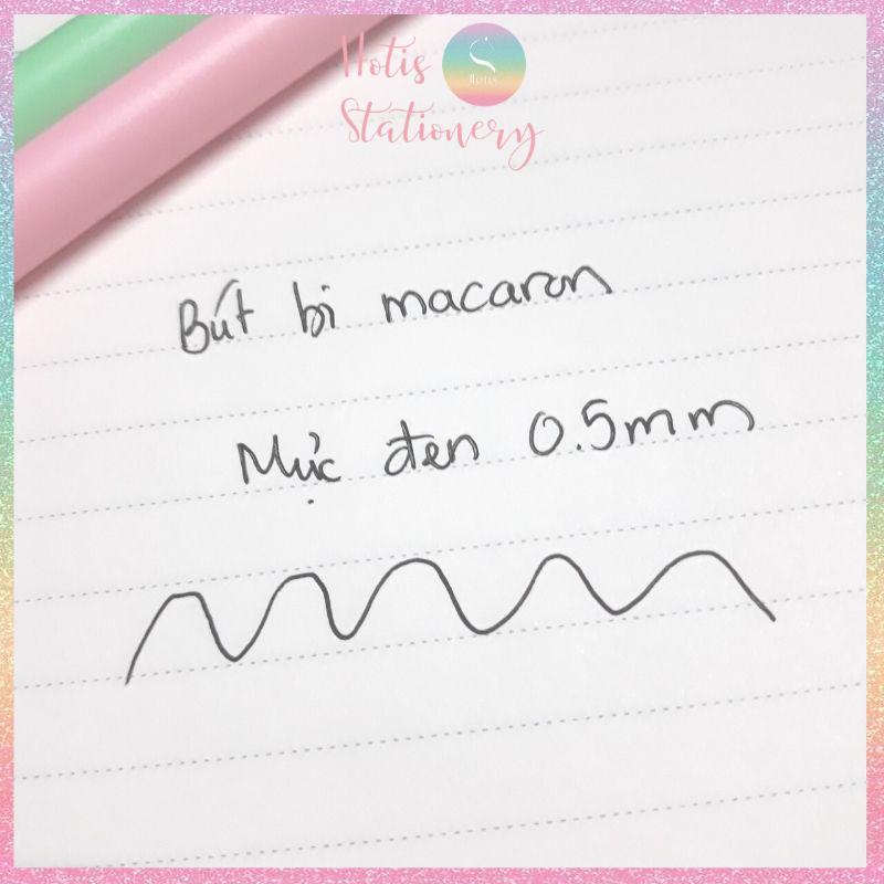 Bút bi bấm mực đen vỏ màu macaron dễ thương - Ngòi 0.5mm