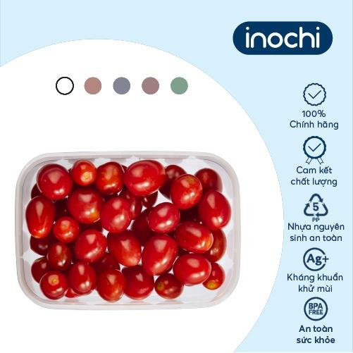 Hộp thực phẩm chữ nhật INOCHI - Hokkaido 1000ml Thân Trắng trong + Nắp Trắng/Hồng/Cam/Xanh