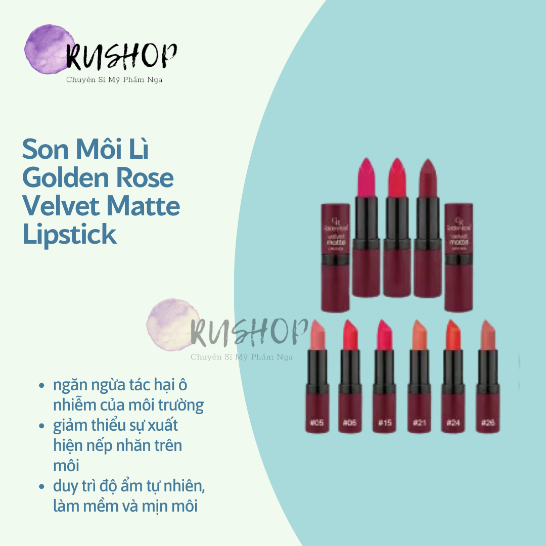 Son Golden rose velvet matte - Son lì Thỗ nhĩ kỳ - Rất nhiều màu tuỳ chọn